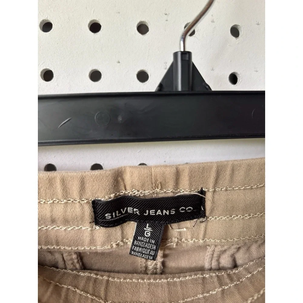 Silver Jeans Men's LG Beige Jogger‎ Pull On Chino Pants Cargo Pocket Casual